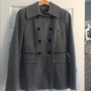 DKNY Gray wool pea coat